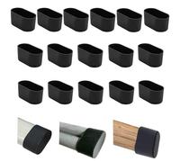 16 piezas de protectores de patas de silla ovalados de 25x50 mm de silicona, tapas de patas de silla negras, protectores para patas de muebles, tapas para patas de taburete para evitar arañazos en