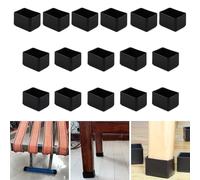 16 piezas de protectores de patas de silla rectangulares de 20x30 mm de silicona, tapas de patas de silla negras, protectores para patas de muebles, tapas para patas de taburetes para evitar rayones