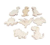 16 piezas de recortes dinosaurios madera sin terminar, adornos pintura DIY | Recortes de animales de madera sintética, pintura artesanal cuerda cáñamo 32,8 pies decoración fiesta casa, artesanal DIY