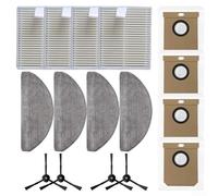 16 piezas de repuesto para aspiradora robot Hoover HG4 Hydro-Pro, incluye 4 filtros Hepa, 4 paños de fregona, 4 bolsas de polvo, 4 cepillos laterales