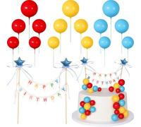 16 Piezas Decoracion Tartas Cumpleaños con Mini Banderín Happy Birthday Bolas Decoracion Pastel Cumpleaños Topper Tarta Decoración Babypartys