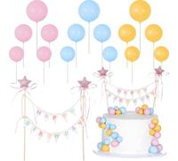 16 Piezas Decoracion Tartas Cumpleaños con Mini Banderín Happy Birthday Bolas Decoracion Pastel Cumpleaños Topper Tarta Decoración Babypartys