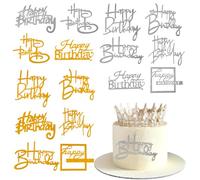16 Piezas Espejo Decoraciones Laterales para Tartas Accesorios,Decoracion Tarta Lateral Inserto Per Fiesta,Happy Birthday Decoracion De Pastel Espejo para Magdalenas,Helado,Postres Donuts,Muffins