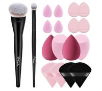 16 Piezas Esponja Maquillaje y Brochas de Maquillaje | Beauty Blenders, Brocha para Base y Corrector, Powder Puff | Kit de Maquillaje Profesional para Aplicación Perfecta de Líquidos, Cremas y Polvos