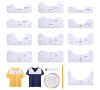 16 Piezas Guía de Reglas de Camisetas Set, Herramientas de Alineación de Camisetas DIY, PVC Blanca Regla de Alineación de Camisetas para Coser, Diseñar Camisetas y Manualidades