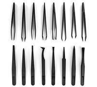 16 piezas Juego de pinzas de plástico,Pinzas antiestáticas Pinzas de precisión para reparación de electrónica,Soldadura,Elaboración y Producir joyería