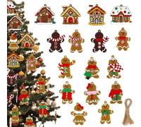 16 Piezas Navideña Colgante de Hombre de Jengibre, Adornos NavideñOs De Pan De Jengibre para áRbol De Navidad Puerta Ventana JardíN, Adornos con Casa De Galletas De AzúCar Crear Festivos