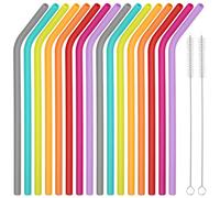 16 Piezas Pajitas Silicona, Pajitas Reutilizables con Cepillo de Limpieza, Respetuosas con el Medio Ambiente sin BPA, Cañitas Reutilizables Niños se Pueden Utilizar para Café, Bebidas, Fiestas