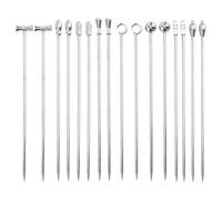 16 Piezas Palillos de Cóctel de Acero Inoxidable,Palillos de Cóctel Reutilizables,para Decoraciones de Frutas y Frutas,Fiestas de Vacaciones,Bar,Cócteles,Aperitivos de Barbacoa