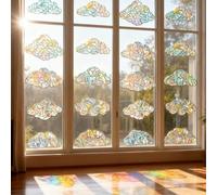 16 Piezas Pegatinas Ventana Arcoíris 3D, Película Decorativa Nube, Adhesivo Estático Reutilizable, Anti-Colisión Aves, Decoración Ventana Cocina Sala Infantil Hogar
