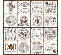 16 Piezas Plantillas De Inspiración Cristiana,Plantillas Cristianas Para Pintar,Plantilla De Bricolaje Cristianas Reutilizables,Plantilla De Dibujos Plástico Reutilizable Para Pintar,Para Manualidades