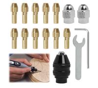 16 Piezas Portabrocas Compatible con Dremel, Portabrocas para Herramienta Rotativa, Cambio Rápido 0,8-3,2 mm, Portabrocas de Latón Precisión, Sustituye 4485 Portabrocas de Latón y Tuercas de Metal