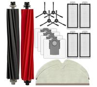 (16 piezas) Q5 Pro Piezas de Repuesto para Robot Aspirador Roborock Q5 Pro+/ Q8 Max/ Q8 Max+, 2 Cepillos Giratorios, 4 Eepillos Laterales, 4 Filtros, 4 Bolsas para el Polvo, 2 Almohadillas para Fregar