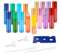 16 Piezas Roll On Aceite Esencial Cristal, 10 ml Botellas Rellenable, Botellas Aceite Esencial con Bolas de Acero Inoxidable