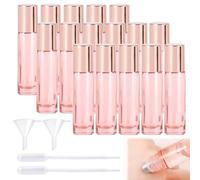 16 Piezas Roll On Aceites Esenciales,Botellas Roll On Cristal 10ML,Vidrio Botellas de Rodillos,Botella De Aceite Esencial,Botellas de Cristal Enrollables,Botella Roll On para Aceite Esencial Perfume