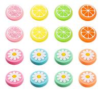 16 Piezas Tapa de Joystick Agarre de Pulgar con Deseño de Fruta Limón y Flor Adorable Tapa de Palo Analógico de Silicona Suave Compatible con Switch, Switch Lite y Joy-con Controller