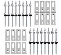 16 Piezas Tornillos de Acero Inoxidable, M10 x 200 mm, Tornillos de Soporte Placas Solares, Altura Regulable, con 16 Piezas Placa Adaptadora, para Fijación Solar Fotovoltaica