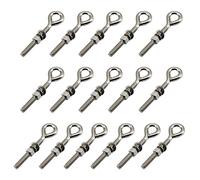 16 piezas tornillos de ojal M5 de acero inoxidable con tuerca y arandelas, vástago largo, varilla roscada, perno de anillo, anillo cerrado