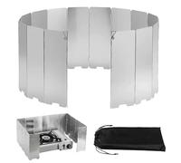 16 Placas Parabrisas Plegable para Camping, Parabrisas Plegable y Portátil, Protectora Paravientos de Aluminio, Estufa al Aire libre Parabrisas, Cortavientos Plegable para Cocina o Gas de Camping