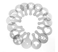 16 plantillas de chocolate capuchino, juego de herramientas de café con leche, café con leche, café expreso elegante, espuma de estilo navideño, almohadilla de flores para decoración de pasteles (blanco)