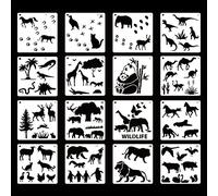 16 plantillas de graffiti para pintura infantil, diseño de animales salvajes, dibujos animados, plantillas de graffiti para pulverizar sobre paredes de madera, lienzo y mariposa