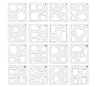 16 plantillas de pintura geométrica para aprender y educar, plantilla de dibujo, regalo para el hogar, aula, manualidades, plantilla con forma geométrica