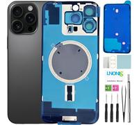 16 Pro MAX - Cristal Trasero de Repuesto para iPhone 16 Pro MAX con Logotipo Impermeable y Lente de cámara + Kit de Herramientas de reparación Profesional (Titanio Negro)