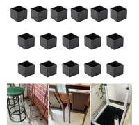 16 protectores cuadrados de silicona de 30 x 30 mm para patas de silla, tapas negras para evitar arañazos en el suelo