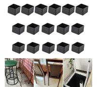 16 protectores cuadrados de silicona de 35 x 35 mm para patas de silla, tapas negras para patas de silla, protectores de patas de muebles, tapas de patas de taburete para evitar arañazos en el suelo