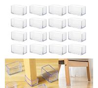 16 Protectores rectangulares de Silicona de 20 x 40 mm, Tapas de Pierna de Silla, Tapas de Patas de Taburete para Evitar arañazos en el Suelo de Madera Dura y Reducir el Ruido