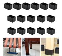 16 protectores rectangulares de silicona de 25 x 38 mm, tapas negras para patas de silla, protectores de patas de muebles, tapas de patas de taburete para evitar arañazos en el suelo de madera dura y