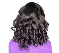 16 pulgadas 13x4 Body Wave Encaje frente pelucas de cabello humano 200 densidad corto rizos elásticos pelucas para mujeres extensiones de cabello negro natural