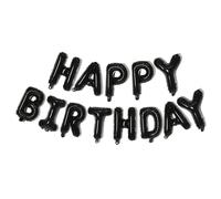 16 pulgadas Happy BIRTHDAY Alphabet Aluminio Film Globo Set Feliz Cumpleaños Escena Decoración-negro