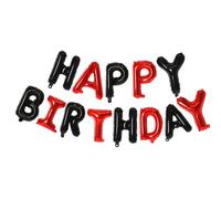16 pulgadas HAPPY BIRTHDAY Alphabet Aluminio Film Globo Set Feliz Cumpleaños Escena Decoración-Negro + Rojo