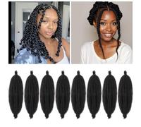 16 pulgadas Soft Twist Hair for afro Marley Locs, Black Pre-Separated Spring Twist Hair for Locs Crochet Braiding Hair for Curly Marley Braiding Hair Extensions for Women (Pack of 8)