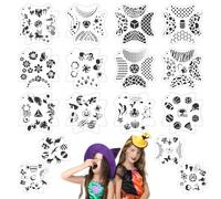 16 Pz Plantilla de Pinturas Cara para Niños, Plantilla de Pintura Facial Halloween Reutilizable para Fiestas de Maquillaje Carnaval -20X20cm