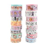 16 Rollos Washi Tape Set Lindo Mascotas Cinta Adhesiva Decorativa Kawaii Perro Gato Cinta Decorativa Washi Pegatinas Estéticas Washi Cinta Pastel para Scrapbooking Manualidades Envoltorio de Regalo
