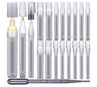 16 rotuladores acrílicos rellenables, vacíos, redondos, de punta plana e inclinada, rellenables, con gotero de 3 ml para kit de arte.