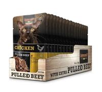 16 Sobres x 70 gr - Leonardo Sobre Pollo + Carne Extra Desmenuzada de Ternera para Gatos