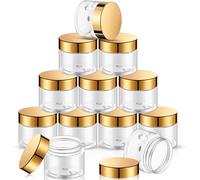 16 Tarros Contenedores Redondos Transparentes de Plástico a Prueba de Fugas de 60 ml/ 2 oz con Tapas Frasco de Limo Contenedor Vacío de Almacenaje de Limo Recargable (Oro)