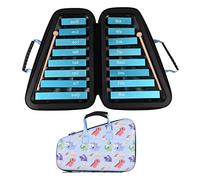 16 Teclas Glockenspiel para Niños, Tonos Melodiosos Transparentes, Barras de Sonido de Aluminio, Juego Interactivo con Padres, Almacenamiento Portátil (Blue)