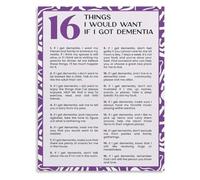 16 Things I Would Want If I Got Dementia Poster Educational Canvas Wall-Art for Living Room Bedroom Caregiver Decor(Framed,08x12inch(20x30cm))