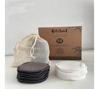 16 toallitas desmaquillantes lavables, almohadillas desmaquillantes de fibra de bambú, reutilizables, almohadillas desmaquillantes, removedor de maquillaje para todo tipo de piel, gris y blanco