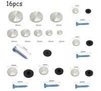 16 tornillos cromados galvanizados con acabado de espejo hechos de acero inoxidable para tornillos roscados que cubren aplicaciones en muebles y vidrio (14 mm)