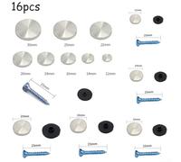 16 tornillos de acero inoxidable cromado con acabado de espejo para cubrir tornillos roscados para muebles, vidrio, paneles de baño y uso de señalización (14 mm)