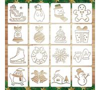 16 Uds Plantillas Navideñas para Manualidades, Plantillas Navideñas Reutilizables para Pintar Muñeco de Nieve Papá Noel Plantilla de Feliz Navidad para Pintar Hacer Manualidades (Estilo 3)