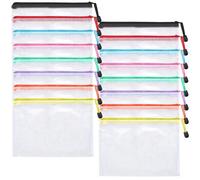 16 unidades A4 A5 portadocumentos con cremallera - Bolsas impermeables con cremallera para guardar y organizar, artículos esenciales de viaje, material de oficina, escuela, carpetas, A4, monederos