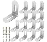 16 unidades de ángulo en L de acero inoxidable con 2 orificios largos, 50 x 50 mm de grosor 2,8 mm de grosor, conector angular ajustable de acero inoxidable, ángulo de ajuste con orificio largo de 35