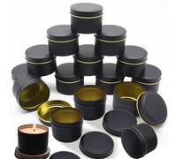 16 unidades de latas para velas: recipientes para velas de 2 onzas, tarros de vela redondos para velas para hacer velas tú mismo, juego de latas de metal para velas