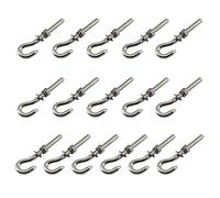 16 unidades de tornillos M5 de acero inoxidable con tuerca y arandelas, vástago largo, vástago roscado, gancho redondo, perno de anillo